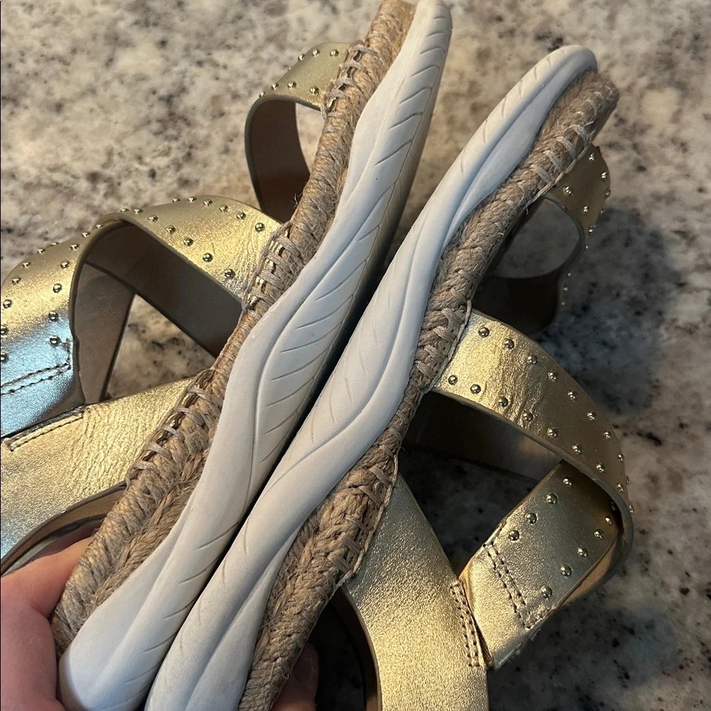 Sam Edelman Janette studded metallic-leather slingback sandals in gold